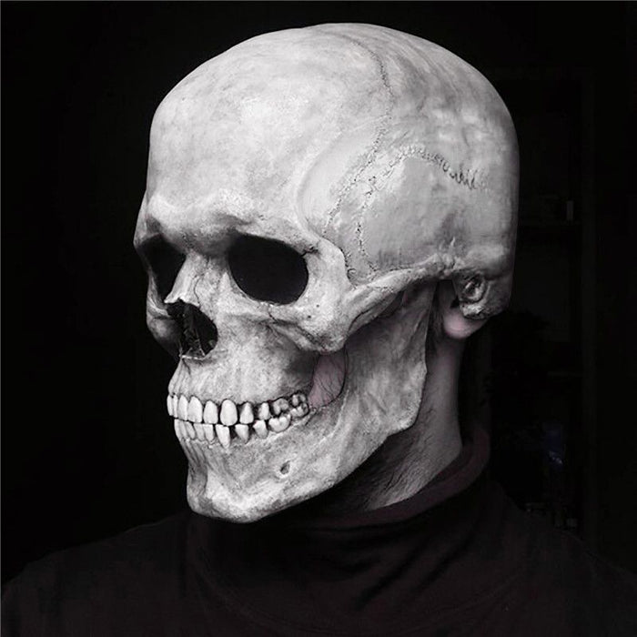 Halloween Full Head Skull Mask – Scary Realistic Movable Jaw Skeleton Helmet Cosplay Prop - Monsta Online