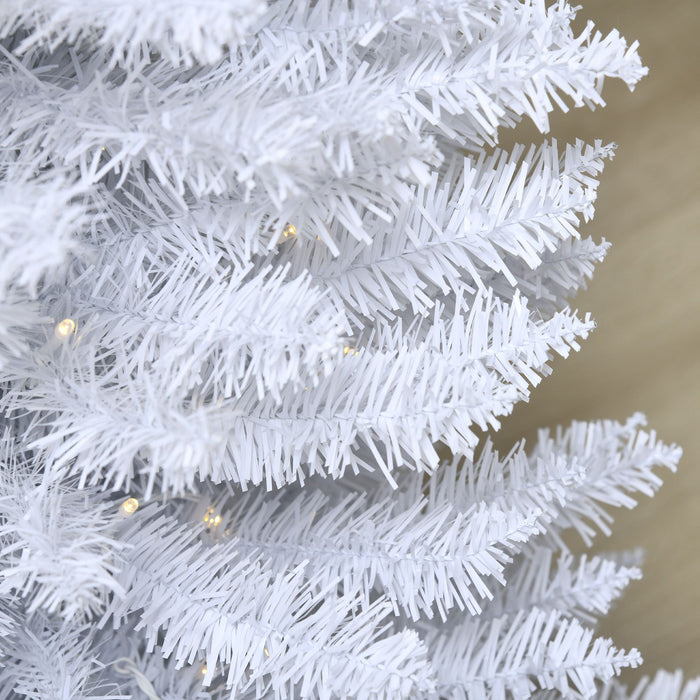 5FT White Pencil Pre - Lit Artificial Christmas Tree — 110 Warm White LEDs, 294 Tips, Slim Space - Saving - Monsta Online