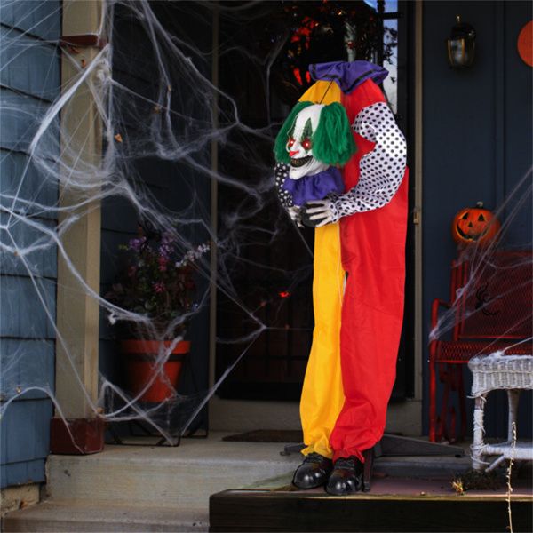 4.5ft Animatronic Halloween Clown – Sound Activated with LED Eyes, Posable Head and Arms, Creepy Phrases - Monsta Online