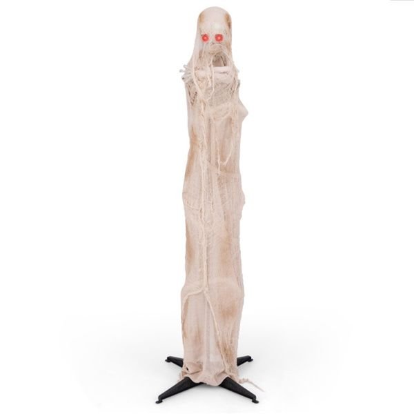 6ft Animatronic Halloween Mummy – Sound Activated with Red LED Glowing Eyes and Posable Body - Monsta Online