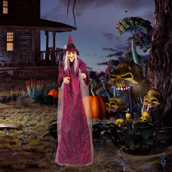 5.9ft Sound - Activated Hanging Witch with Light - Up Eyes and Creepy Voice - Monsta Online
