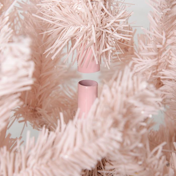 6FT Ombre Pink & White Pencil Artificial Christmas Tree — 406 Tips, Unlit, Auto - Open, Slim Space - Saving - Monsta Online