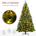 7.5FT Pre - Lit Artificial Christmas Tree — 1346 Tips, 500 Warm White LED Lights, Full, Metal Base - Monsta Online
