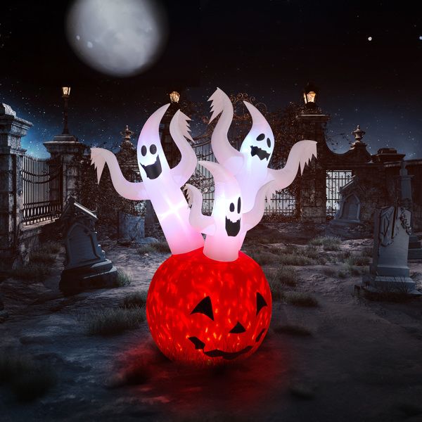 5.9FT Halloween Inflatable Pumpkin Ghost with LED Lights - Monsta Online