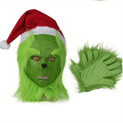 Halloween Green Monster Santa Mask – Cosplay Suit with Mask & Gloves - Monsta Online