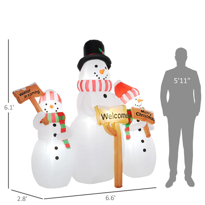 6.1FT Prelit Inflatable Three Snowmen with Signs and LED Lights - Outdoor Christmas Decoration - Monsta Online