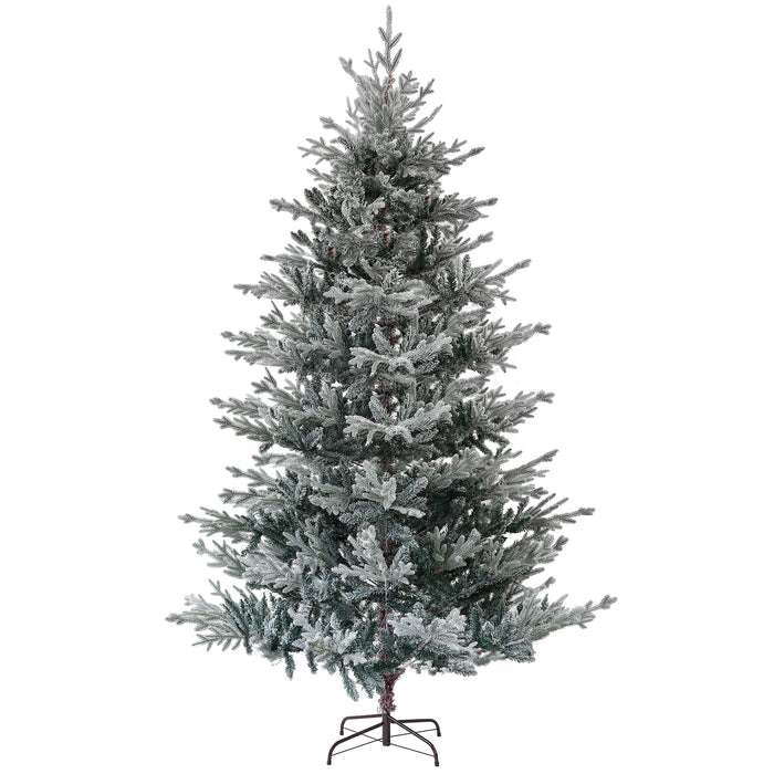 9FT Snow Flocked Nordic Pine Artificial Christmas Tree — 1939 Tips, Unlit, Hinged, Wide Shape, Steel Base - Monsta Online