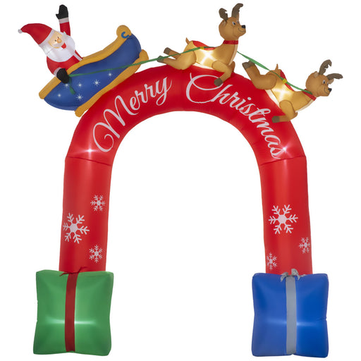 9FT Prelit Inflatable Christmas Arch with Santa Claus Riding Sleigh and LED Lights - Outdoor Decoration - Monsta Online
