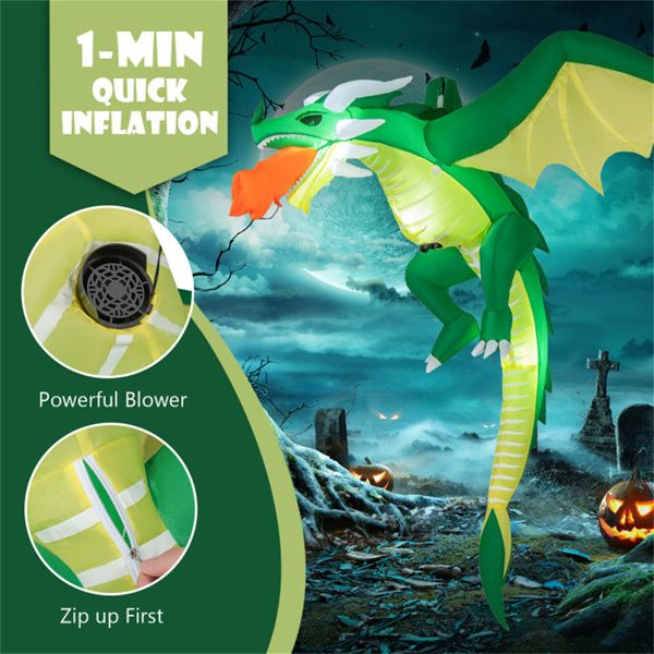 5FT Halloween Inflatable Fire - Breathing Dragon with LED Lights - Monsta Online