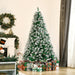6FT Snow Flocked Artificial Christmas Tree — 800 Tips, 61 Pine Cones, Unlit, Auto - Open Hinged, Steel Base - Monsta Online