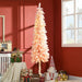 7FT Pink Snow Flocked Pencil Pre - Lit Artificial Christmas Tree — 250 Warm White LEDs, 331 Tips, Downswept - Monsta Online
