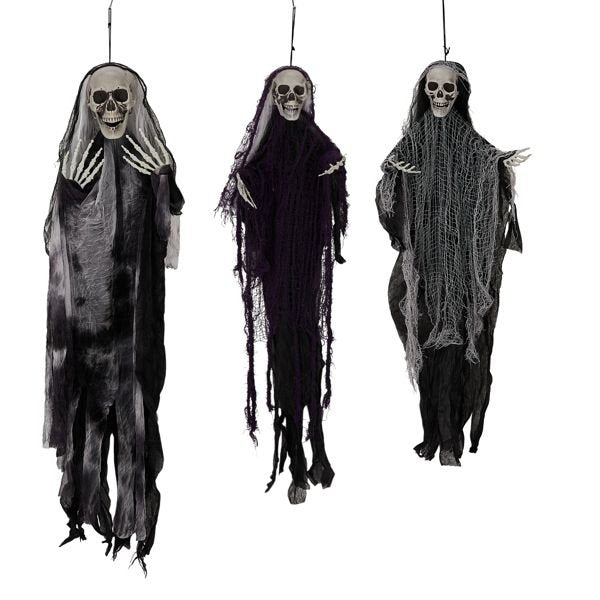 3 - Pack Hanging Skeleton Ghosts Grim Reapers – Halloween Outdoor Decorations - Monsta Online