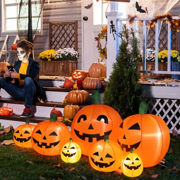 7FT Pumpkin Inflatable Halloween Decoration with 7pcs LED String Lights - Monsta Online