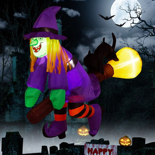 3.9FT Halloween Inflatable Witch on Broom with LED Lights - Monsta Online