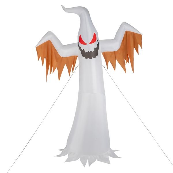 12FT Halloween Inflatable Ghost with Red Eyes and Flame LED Lights - Monsta Online