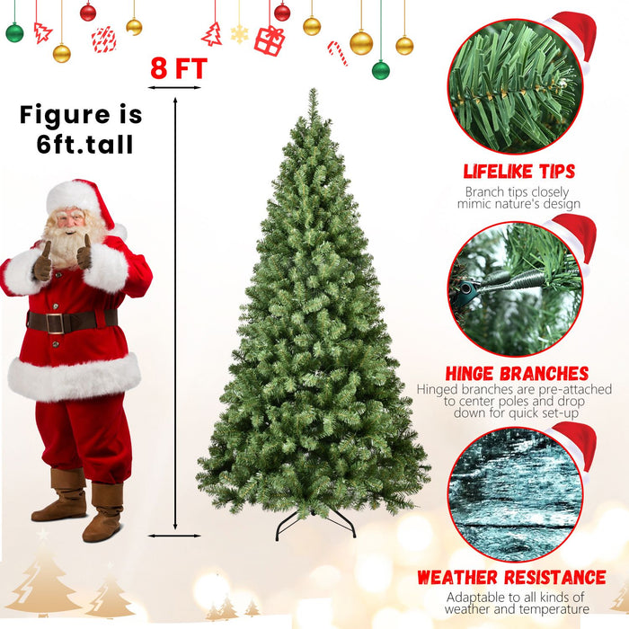 8FT Pre - Lit Artificial Christmas Tree — 500 UL Lights, Memory Wire, 1460 Tips, Auto - Unfold, Metal Stand - Monsta Online