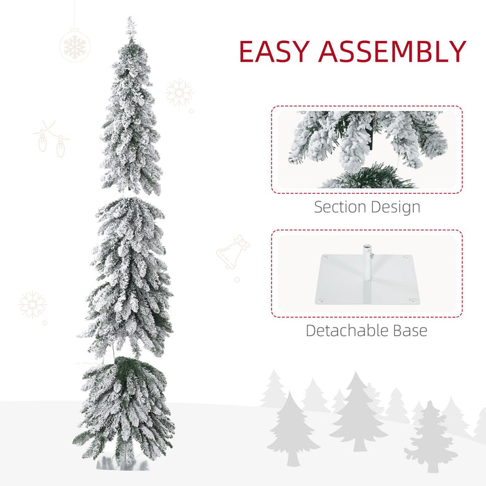 6FT Snow Flocked Slim Pre - Lit Artificial Christmas Tree — 250 Dual - Color LEDs, 7 Modes, 407 Tips, Downswept - Monsta Online