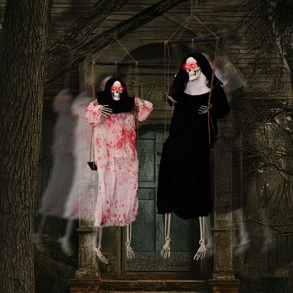 3ft Sound - Activated Hanging Halloween Ghosts with Light - Up Eyes and Screaming Sound - Monsta Online