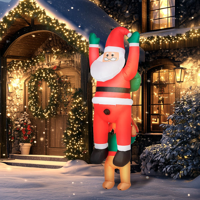 7FT Prelit Hanging Inflatable Santa with Playful Dog and LED Lights - Outdoor Christmas Decoration - Monsta Online