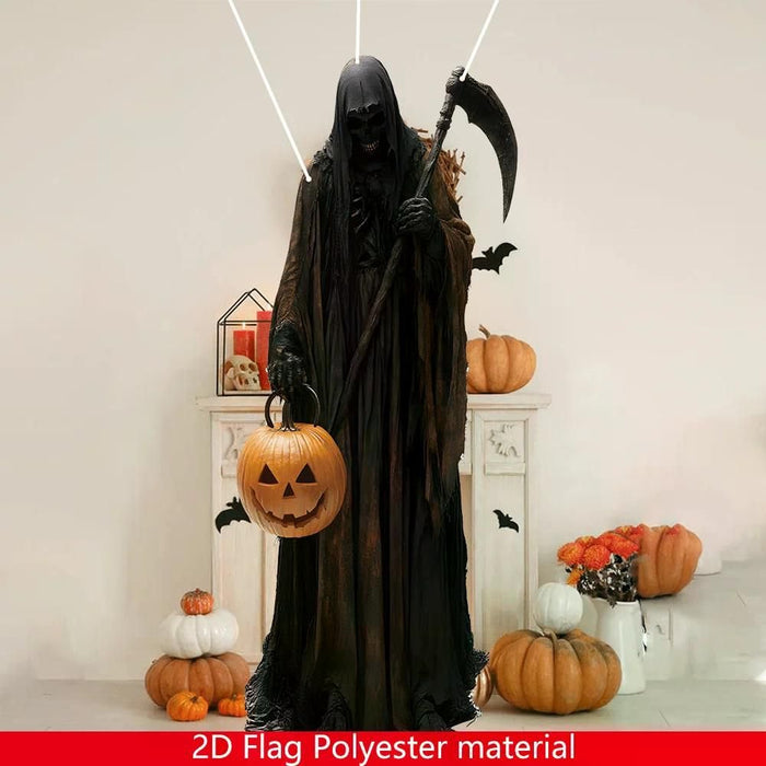 3.2ft Halloween Hanging Evil Pumpkin Man Prop – 2D Horror Background for Indoor and Outdoor Décor - Monsta Online