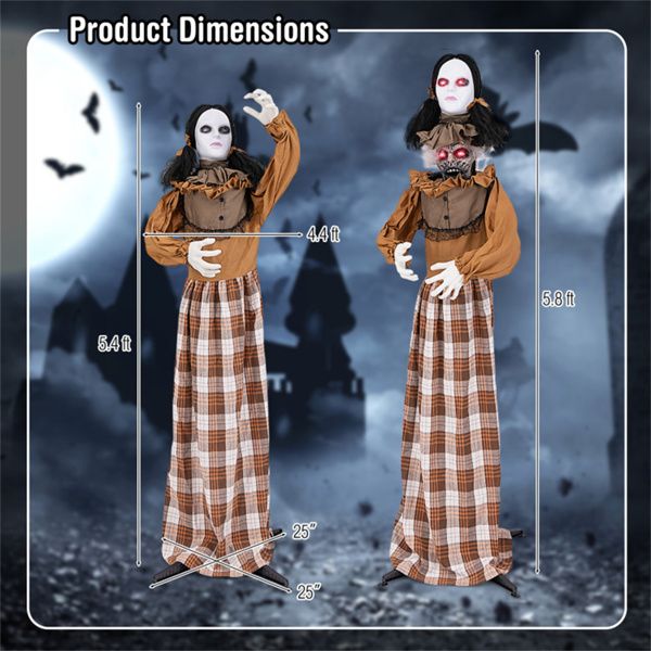 5.4ft Animatronic Halloween Witch – Motion and Sound Activated Pop - Up with Flashing Eyes and Screeching Laugh - Monsta Online