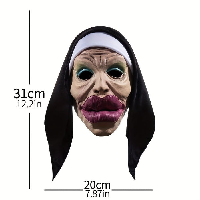 Halloween Nun Purge Mask – Scary Huge Mouth Witch Cosplay Headgear - Monsta Online