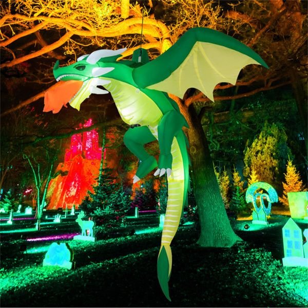 5FT Halloween Inflatable Fire - Breathing Dragon with LED Lights - Monsta Online