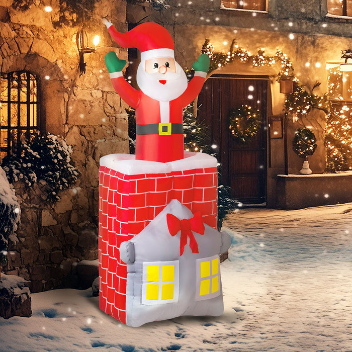 7FT Prelit Animated Inflatable Santa in Chimney Moving Up & Down with LED Lights - Outdoor Christmas Decoration - Monsta Online