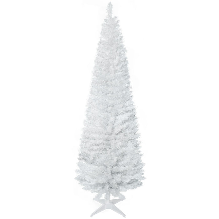6FT White Pencil Artificial Christmas Tree — 390 Tips, Unlit, Slim Full Appearance, Plastic Base - Monsta Online