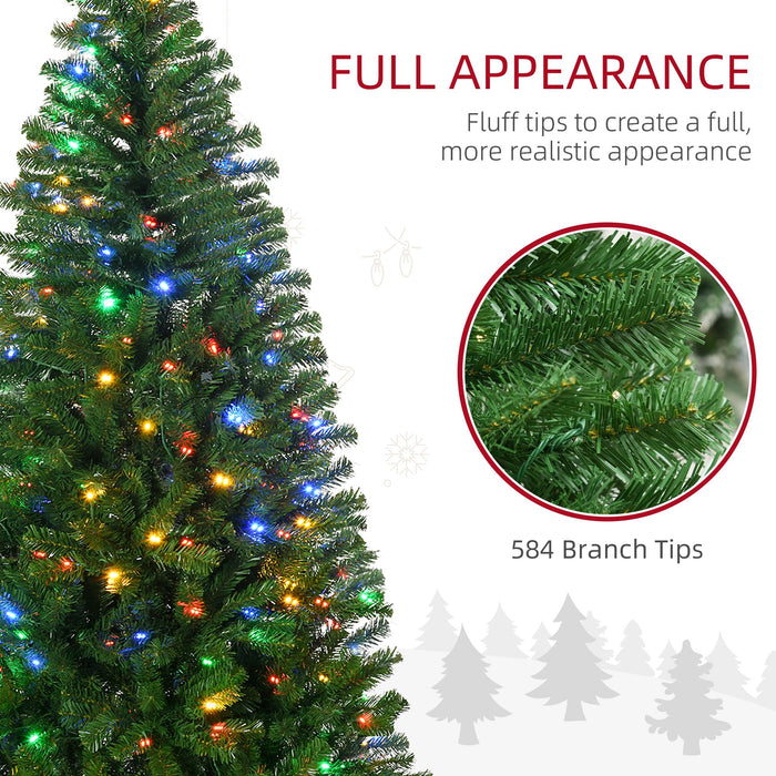 6FT Pre - Lit Slim Artificial Christmas Tree — 212 Dual - Color LED Lights, 584 Tips, Auto - Open, Plastic Base - Monsta Online