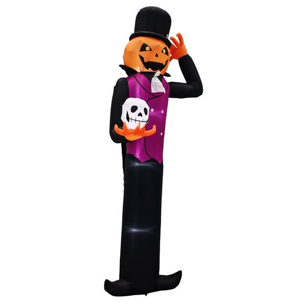 12FT Halloween Inflatable Pumpkin Man Holding Skull with LED Lights - Monsta Online