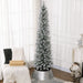 7FT Snow Flocked Pencil Artificial Christmas Tree — 405 Tips, Unlit, Slim Space - Saving, Metal Base - Monsta Online