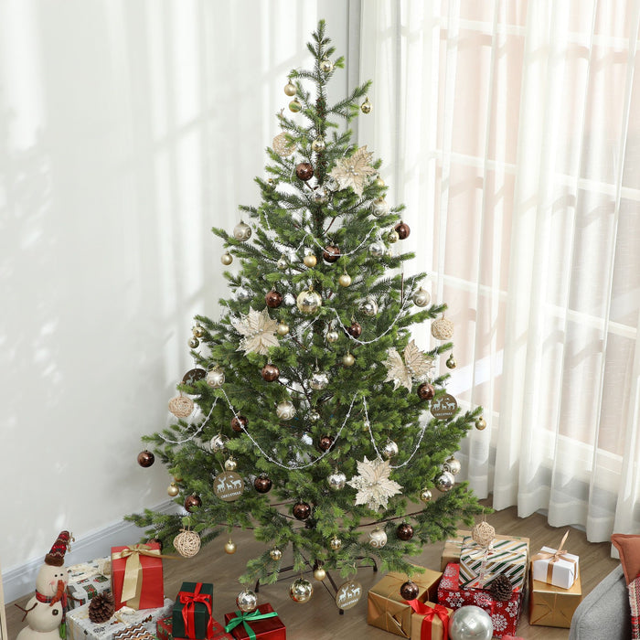 6FT Sparse Artificial Christmas Tree — 1933 Tips, Realistic Cedar, Hinged, Unlit, Steel Base - Monsta Online