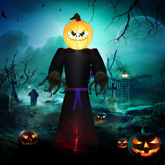 7ft Inflatable Halloween Reaper Ghost Pumpkin with LED Lights - Monsta Online