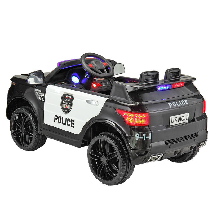 Black 12V Police Ride - On Car for Kids - Remote Control, Siren, Music & Suspension Features - Monsta Online