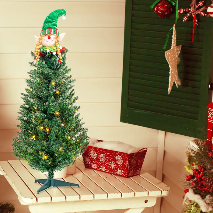 3FT Tabletop Pre - Lit Artificial Christmas Tree — 129 Tips, Santa Decor, Plastic Feet - Monsta Online