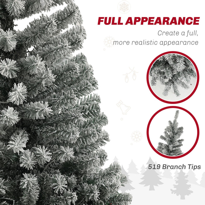 7.5FT Snow Flocked Pencil Pre - Lit Artificial Christmas Tree — 220 Dual - Color LEDs, 11 Modes, Remote, 519 Tips - Monsta Online