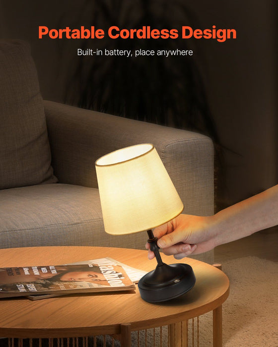 Cordless Rechargeable Table Lamp with Fabric Shade - 3 Dimmable Brightness Levels - Monsta Online