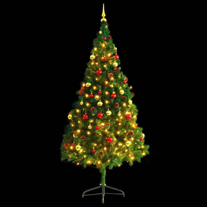 7FT Pre‑Lit Artificial Christmas Tree with Baubles — 200 LEDs, 910 Tips, USB Powered - Monsta Online