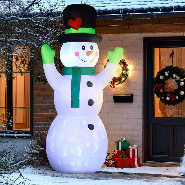 10FT Prelit Inflatable Cheerful Snowman with Black Hat and Rotating LED Lights - Outdoor Christmas Decoration - Monsta Online