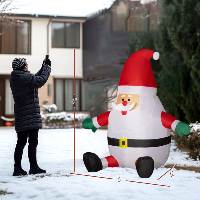 6FT Inflatable Santa Claus with Rotating Magic Ball Light - Outdoor Christmas Decoration - Monsta Online