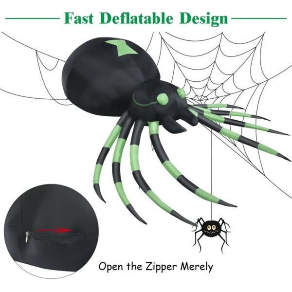 6FT Halloween Inflatable Spider with LED Lights – Giant Blow Up Yard Decoration - Monsta Online