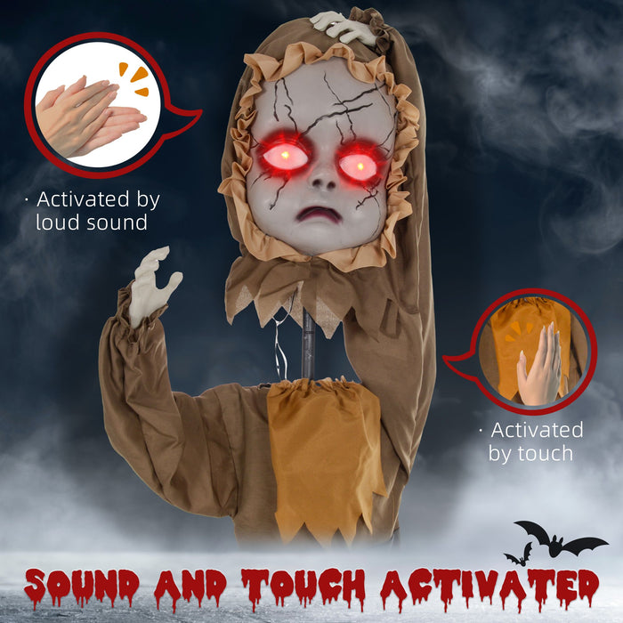 5.2ft Life - Size Halloween Animatronic Haunted Doll – Sound Activated with Jumping Head, Glowing Eyes and Creepy Sounds - Monsta Online