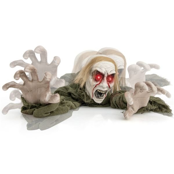 5.2ft Groundbreaker Halloween Animatronic Zombie – Sound Activated Crawling with Spooky Sounds - Monsta Online