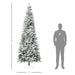 9FT Snow Flocked Pencil Artificial Christmas Tree — 1084 Tips, Unlit, Auto - Open, Green White, Steel Base - Monsta Online