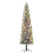 9FT Pre - Lit Flocked Pencil Christmas Tree — 895 Tips, Dual Color 310 LEDs, Remote Control, Metal Stand - Monsta Online