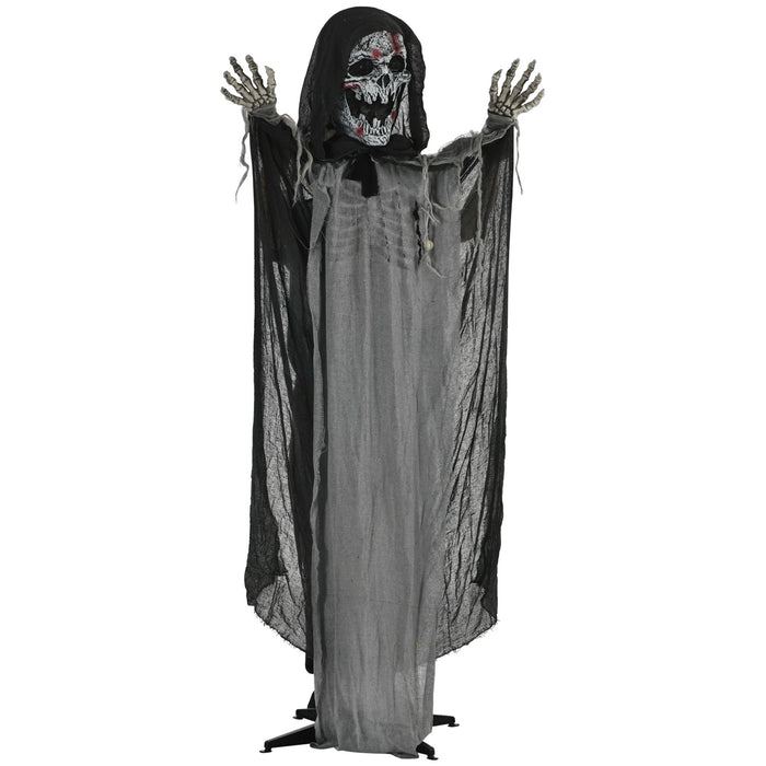 6ft Halloween Animatronic Skeleton Witch – Sound Activated with Light - Up Eyes, Glowing Chest and Creepy Chain Howls - Monsta Online