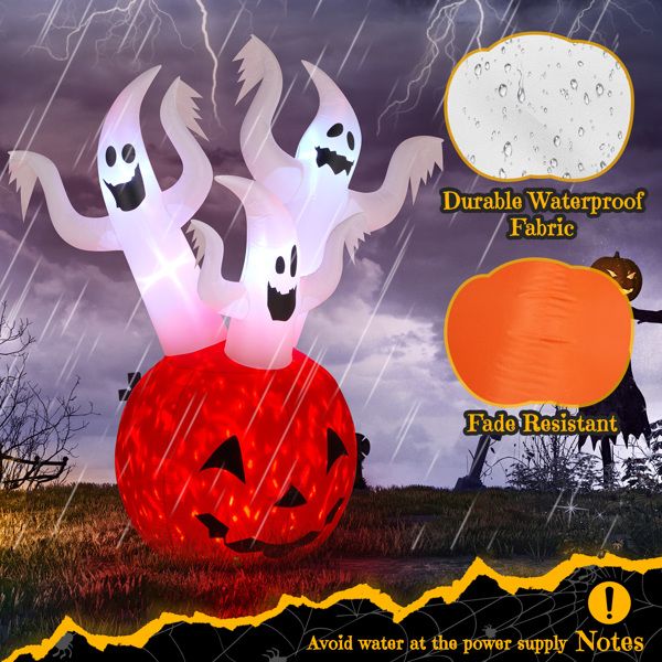 5.9FT Halloween Inflatable Pumpkin Ghost with LED Lights - Monsta Online