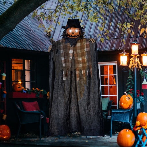 6ft Halloween Animatronic Hanging Pumpkin Ghost – Sound Activated Prop with Glowing Eyes and Creepy Talking Sounds - Monsta Online