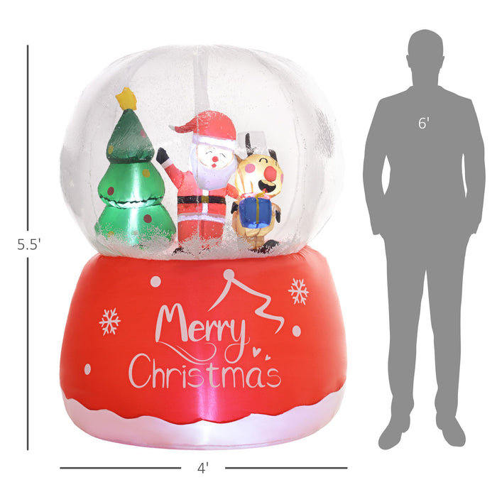 5.5FT Prelit Inflatable Christmas Crystal Ball with Santa, Reindeer & Tree and LED Lights - Outdoor Decoration - Monsta Online